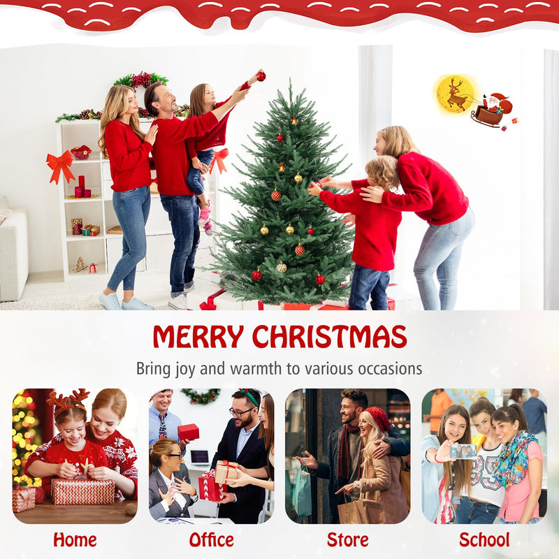 Load image into Gallery viewer, Goplus 6ft Faux Hinged Xmas Full Tree with 240 Warm White LED Lights, 778 Branch Tips