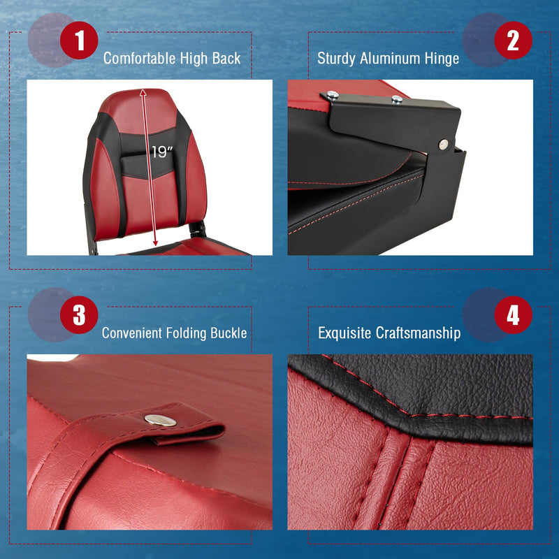 Load image into Gallery viewer, Goplus 2 Pieces High Back Folding Boat Seat Set with Sponge Cushion