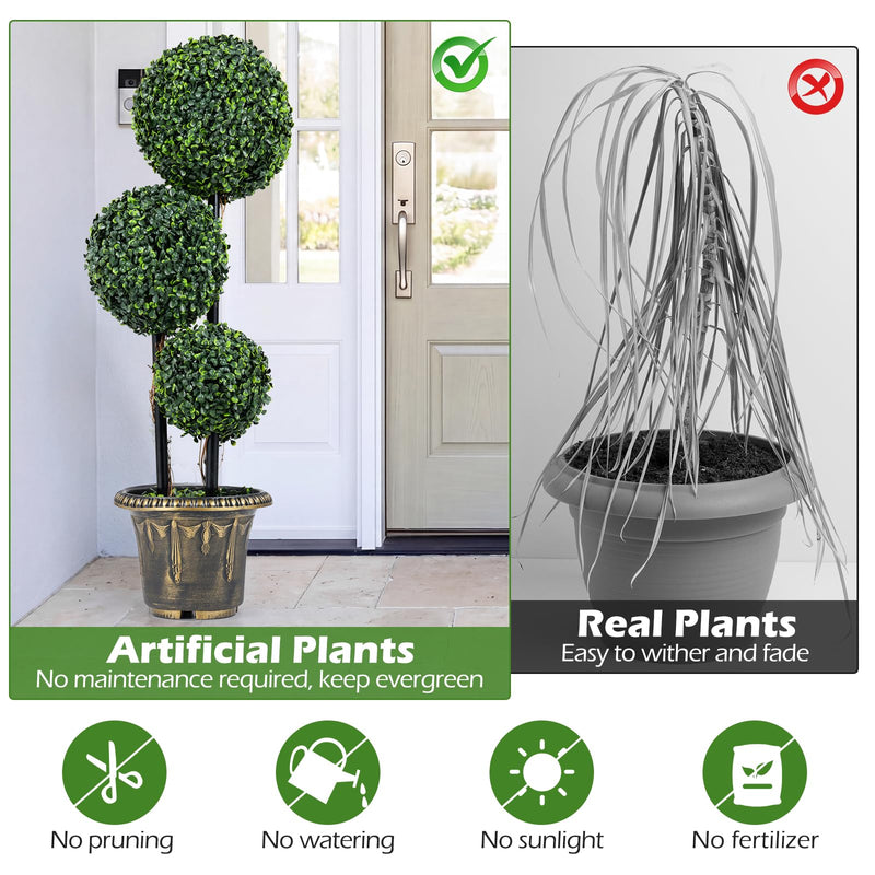 Load image into Gallery viewer, Goplus 3 FT Artificial Boxwood Topiary Tree Sun-Protective Triple Ball Fake Plants Shrubs (1/2 Pack)