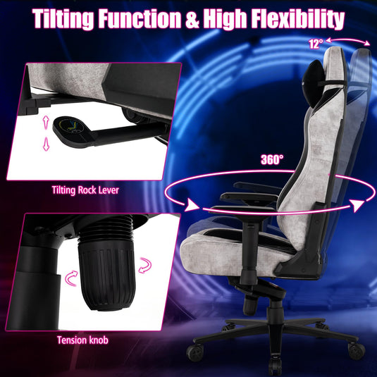 Goplus 360° Swivel Height Adjustable Computer Gamer Chair with Adjustable Lumbar Support