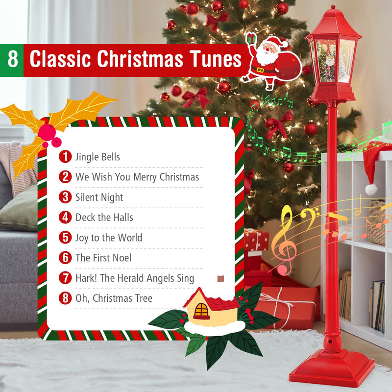 Load image into Gallery viewer, Goplus 2-in-1 Musical Lamp Post & Snow Globe Lantern (Snowing Santa)