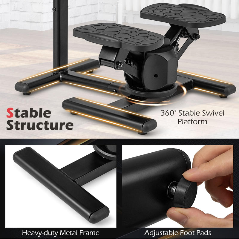 Load image into Gallery viewer, Goplus 2 in 1 Twist Stepper with Handlebar Waist Twister Platform & LCD Monitor