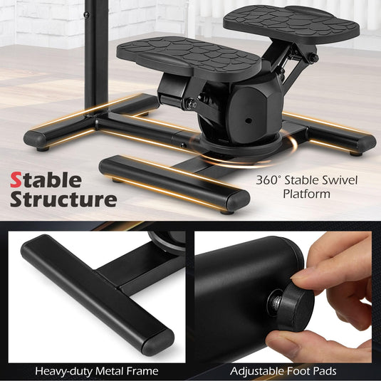 Goplus 2 in 1 Twist Stepper with Handlebar Waist Twister Platform & LCD Monitor