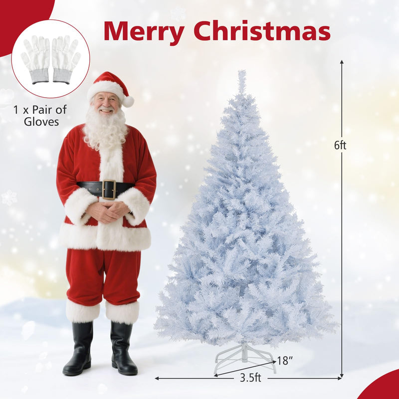 Load image into Gallery viewer, Goplus White Pre-Lit Artificial Christmas Tree with Warm White & 3-Color LED Lights