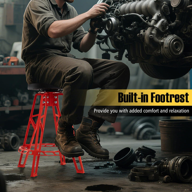 Load image into Gallery viewer, Goplus 28 Inch Swivel Shop Stool with Round Padded Seat & Built-in Footrest