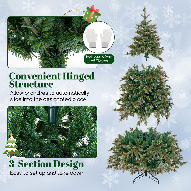 Load image into Gallery viewer, Goplus 6ft Pre-Lit Artificial Christmas Tree, Hinged Full Xmas Pine Tree with 240 Warm White LED Lights