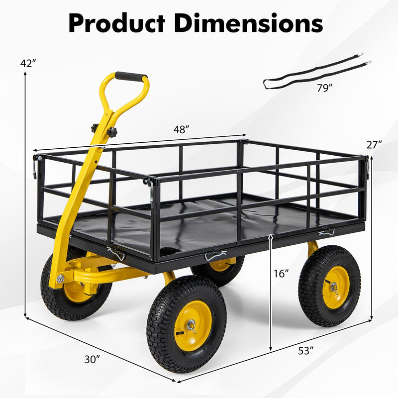 Load image into Gallery viewer, Goplus Utility Garden Wagon, Outdoor Platform Cart w/4 Removable Side Panels, 1200 LBS Load Capacity