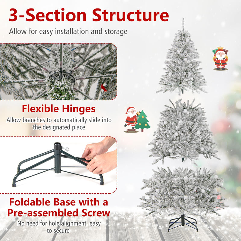 Load image into Gallery viewer, Goplus Pre-Lit Snow Flocked Christmas Tree with Warm White LED Lights & Globe Lights