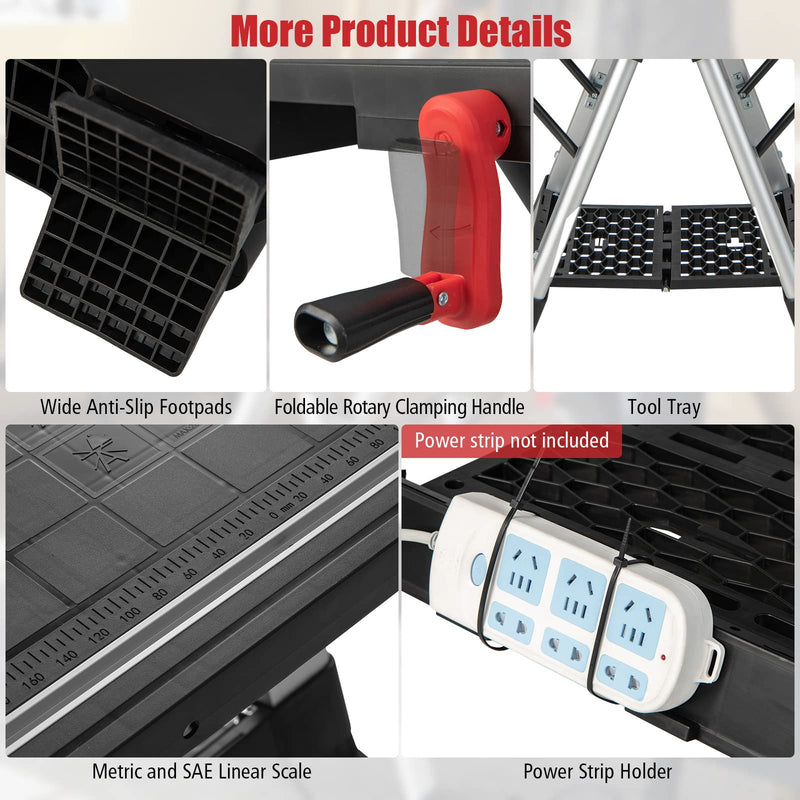 Load image into Gallery viewer, Goplus Portable Workbench, Folding Work Table & Sawhorse with Adjustable Height, 440LBS Capacity