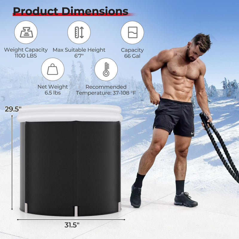 Load image into Gallery viewer, Goplus Inflatable Ice Bath Tub, Portable Cold Water Therapy Tub w/Cover, 6 Sturdy Support Rods, Inflator