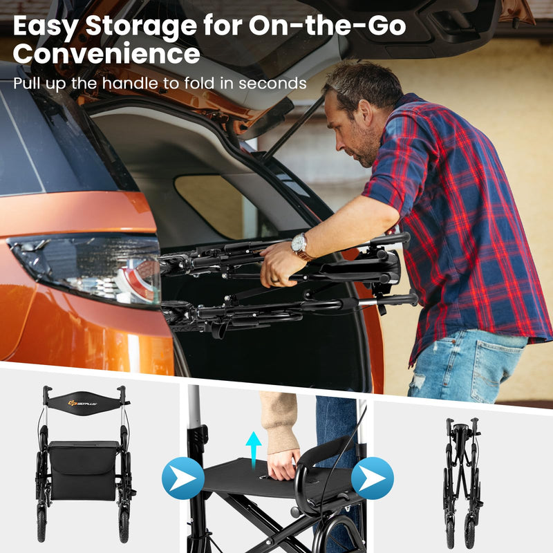 Load image into Gallery viewer, 2 in 1 Folding Rolling Rollator Walker & Wheelchair Combo with Brakes