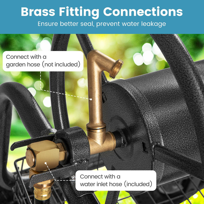 Load image into Gallery viewer, Goplus Hose Reel Cart with Storage Basket Hold Up to 300 ft of 5/8" Hoses