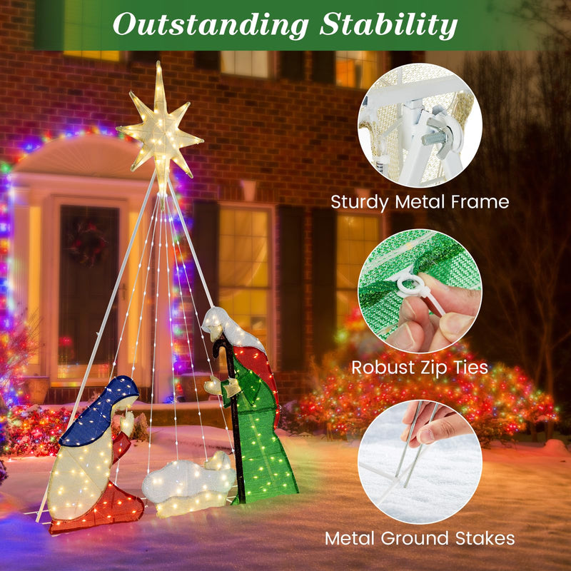 Load image into Gallery viewer, Goplus 6 FT Lighted Nativity Scene, Holy Family Set Christmas Decoration with 240 LED Lights