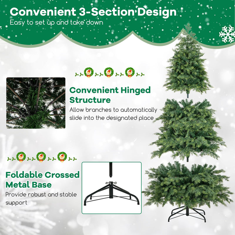 Load image into Gallery viewer, Goplus 6ft Pre-Lit Artificial Christmas Tree with 300 Multicolored & Warm White LED Lights, 11 Modes, Remote Control, 721 PVC & PE Tips