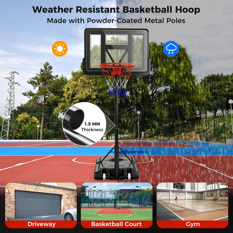 Load image into Gallery viewer, Goplus Portable Basketball Hoop Outdoor, 7.9-10 FT Basketball Goal System w/ 44 Inch Shatterproof Backboard