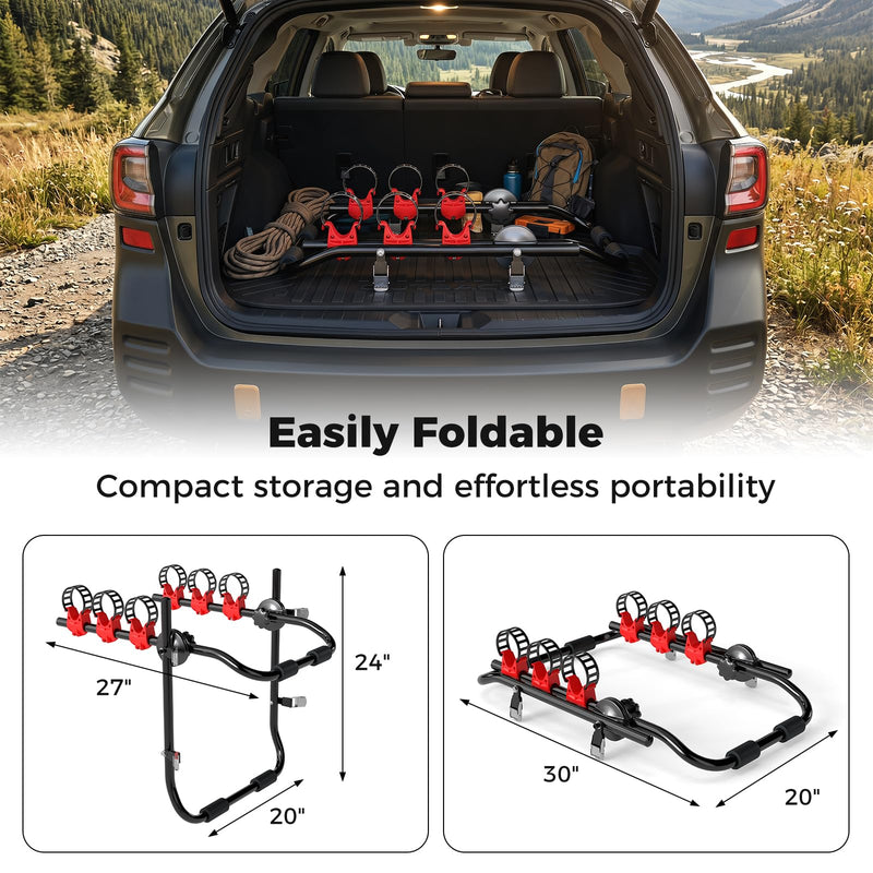 Load image into Gallery viewer, Goplus 3-Bike Trunk Mount Bike Rack Foldable Carbon Steel Bicycle Carrier