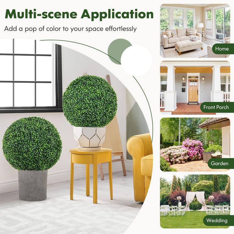 Load image into Gallery viewer, Goplus 2 PCS 20 Inch Artificial Plant Topiary Ball, Round Faux Boxwood Balls Outdoor