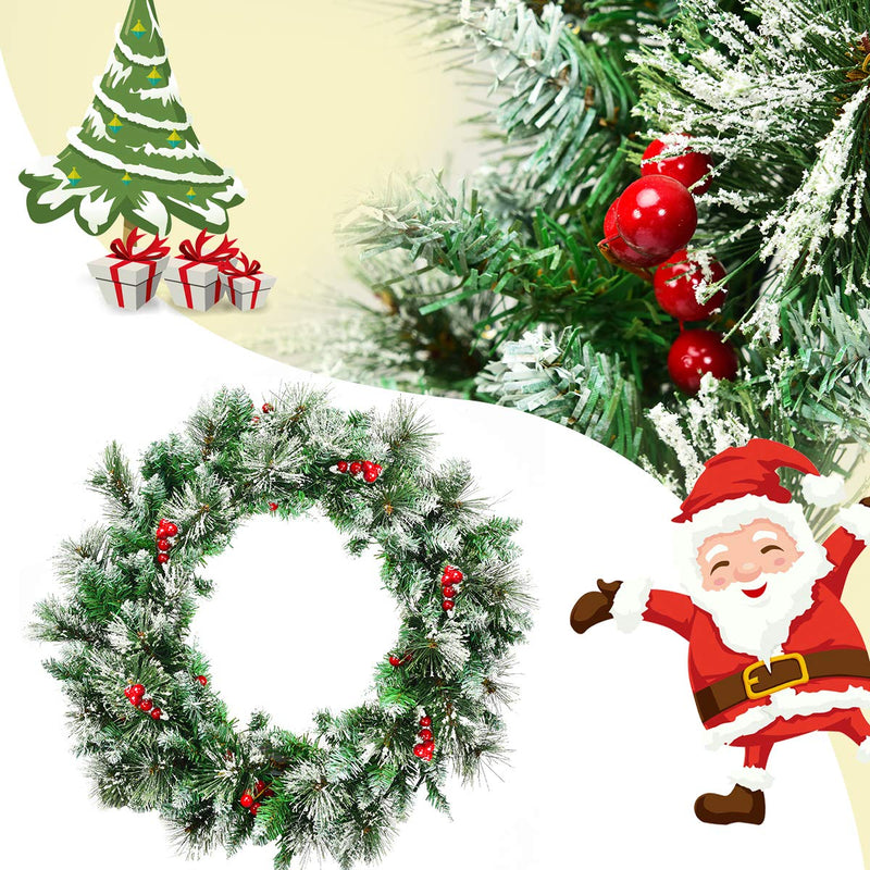 Load image into Gallery viewer, Goplus Snow Flocked Christmas Wreath for Doorway Window Wall
