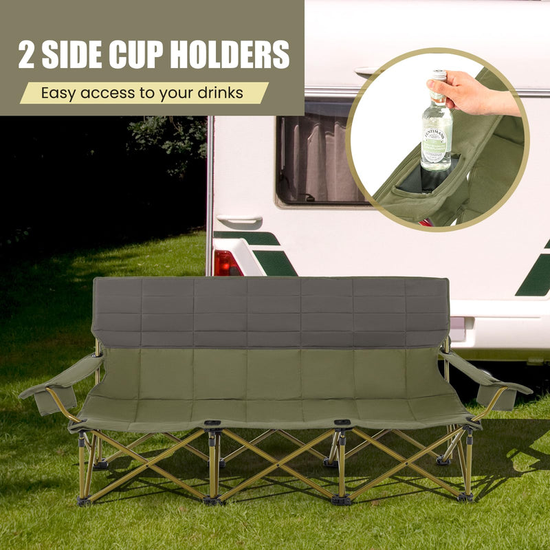 Load image into Gallery viewer, Goplus 3 Person Camping Chair for Adults, Outdoor Folding Oversized Camping Couch Chair (3-Person Seat)