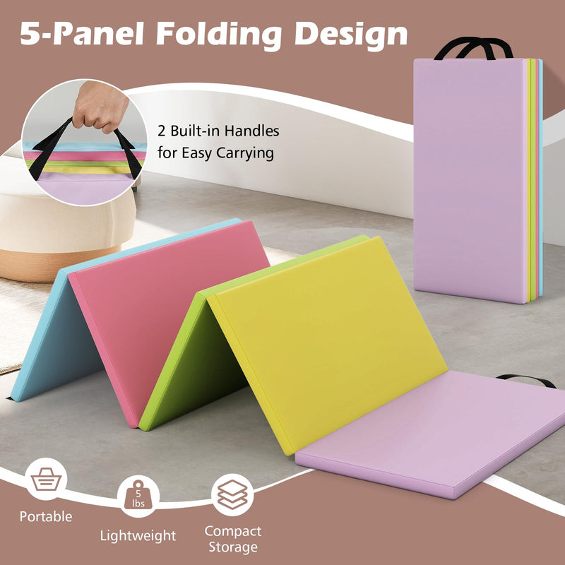 Load image into Gallery viewer, Goplus Gymnastics Mat, 6.6'x2.5' 5-Panel Folding Tumbling Mat w/Carrying Handles