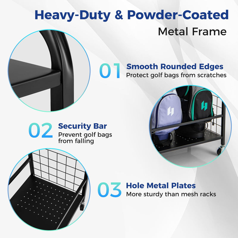 Load image into Gallery viewer, Goplus Golf Bag Storage Garage Organizer, Extra Large Storage Stand for 2 Golf Bags