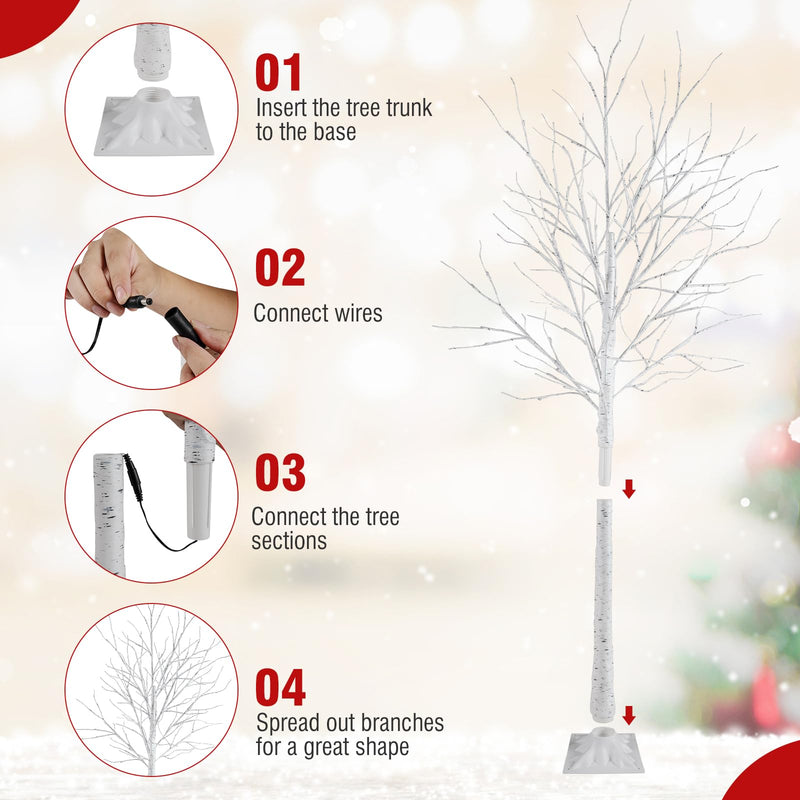 Load image into Gallery viewer, Goplus 4/5/6 FT Pre-Lit Artificial Christmas Trees with 216 Warm White LEDs ( Set of 3 )