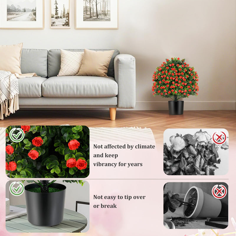 Load image into Gallery viewer, Goplus 21.5’’ Artificial Rose Topiary Ball Tree for Indoor Outdoor