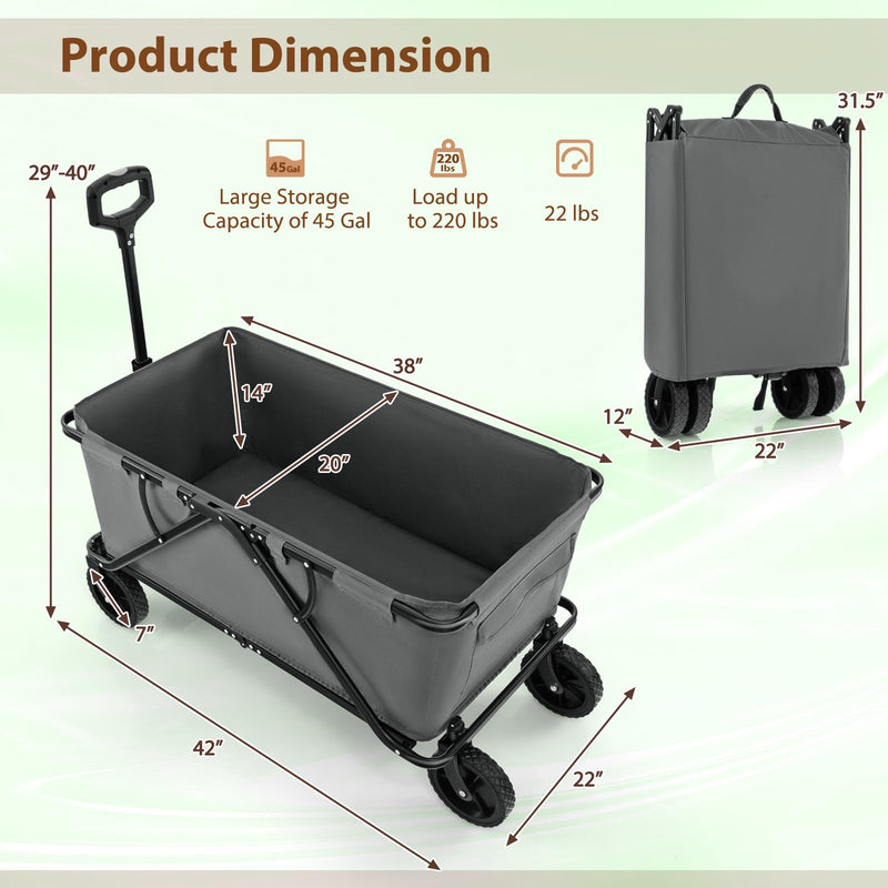 Load image into Gallery viewer, Goplus Collapsible Foldable Wagon, Heavy-Duty Wagon Cart w/Adjustable Handlebar, Bottle Holders & Storage Pocket