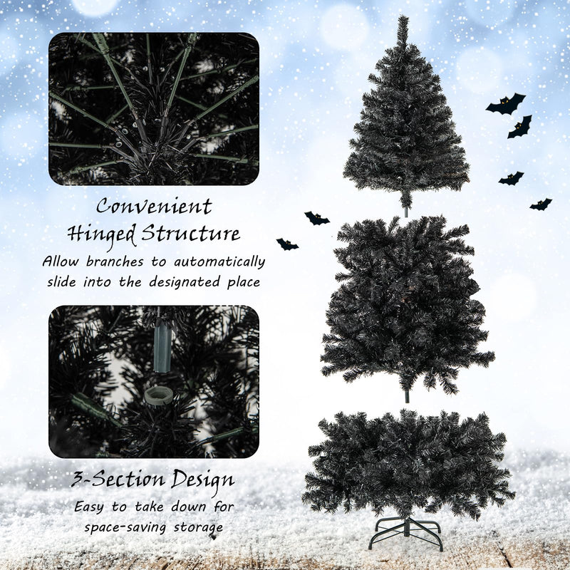 Load image into Gallery viewer, Goplus 7 FT Artificial Halloween Tree, Pre-Lit Black Christmas Tree with Bendable Top Section