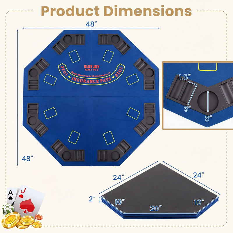 Load image into Gallery viewer, Goplus 48" Poker Table Top - 8 Player Foldable Texas Holdem Poker Table Topper