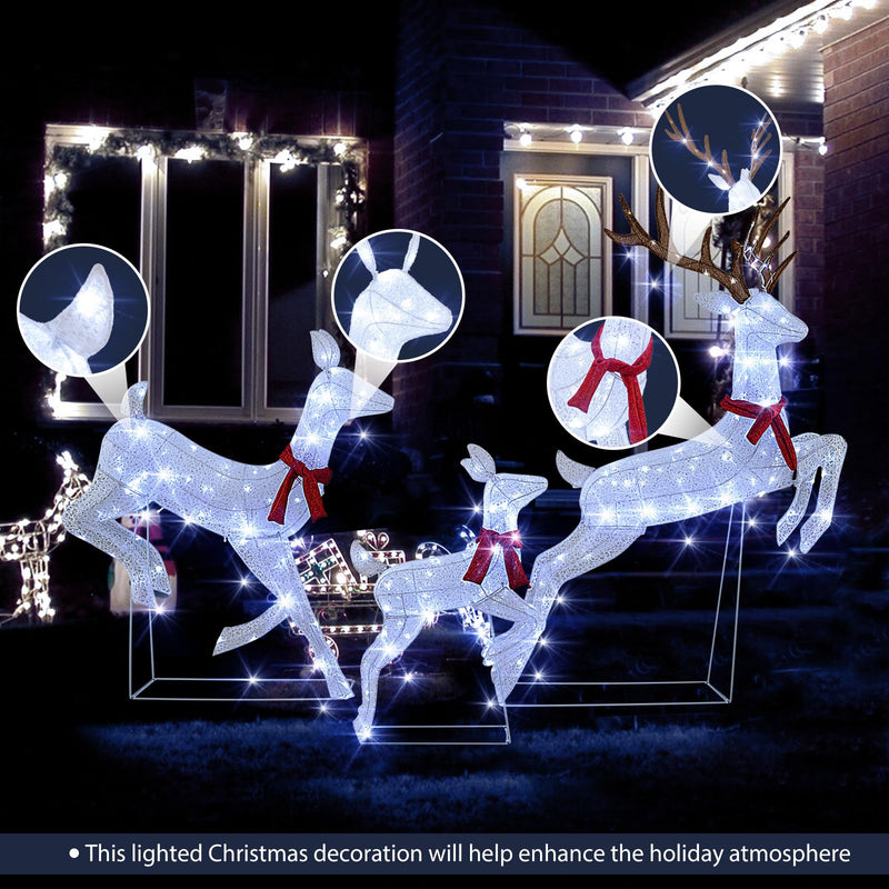 Load image into Gallery viewer, Goplus 3-Piece Large Lighted Christmas Reindeer Family, Light up Xmas Decorations w/255 LED Lights & Scarves