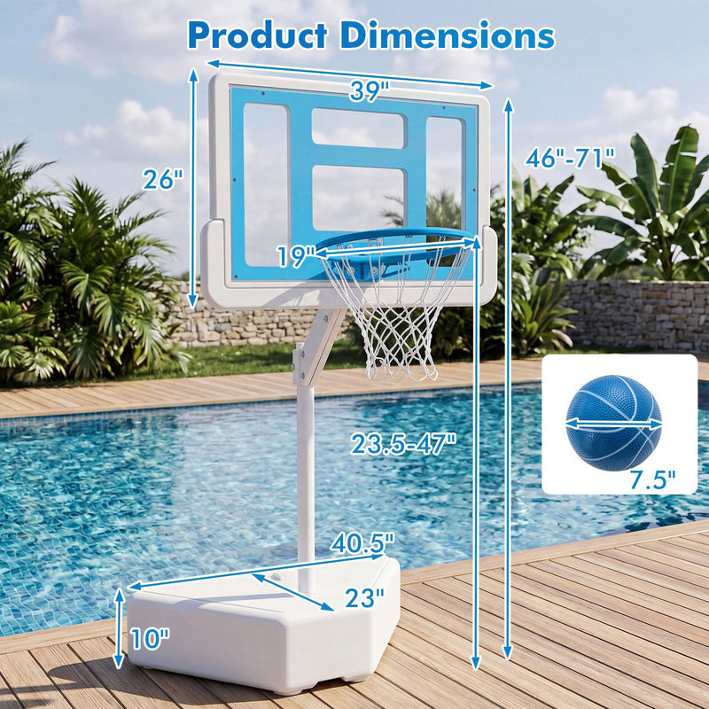 Load image into Gallery viewer, Goplus Pool Basketball Hoop w/Adjustable Height 2 Balls and Pump