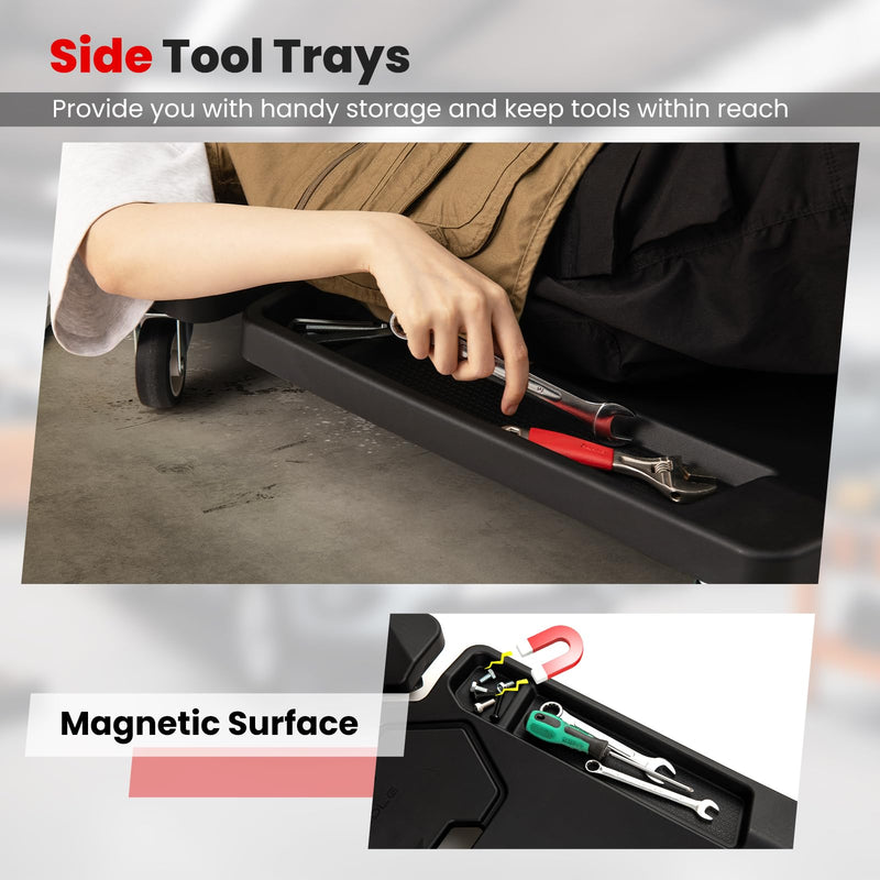 Load image into Gallery viewer, Goplus 43 Inches Mechanic Creeper with Padded Headrest & Tool Trays