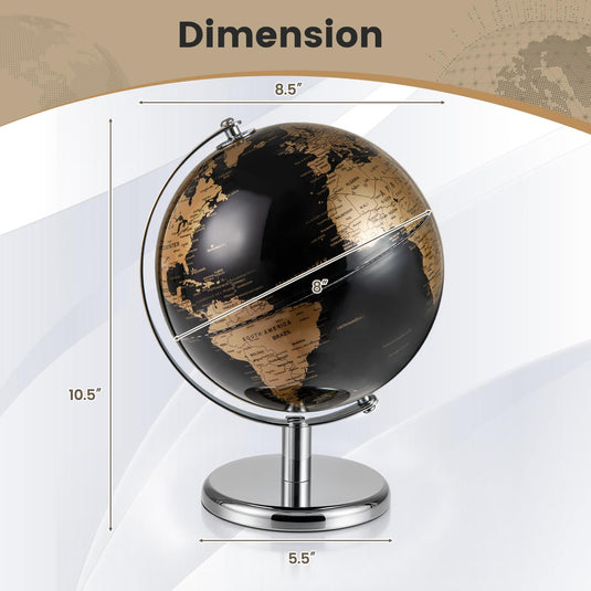 Goplus 8-Inch Metallic Black World Globe Educational Learning Toy
