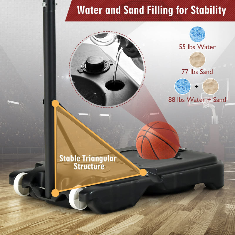 Load image into Gallery viewer, Goplus Portable Basketball Hoop, Basketball Goal with 4.3 FT-8.2 FT Adjustable Height