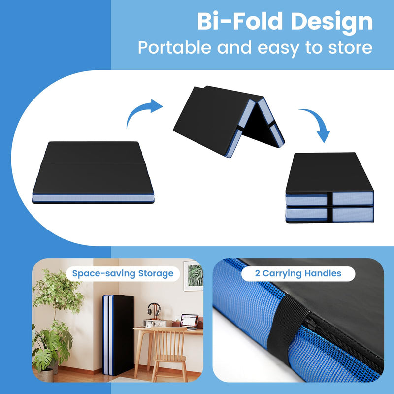 Load image into Gallery viewer, Goplus 4ft x 4ft x 4in Thickened Bi-Fold Fitness Mat with Carrying Handles & PU Leather Cover