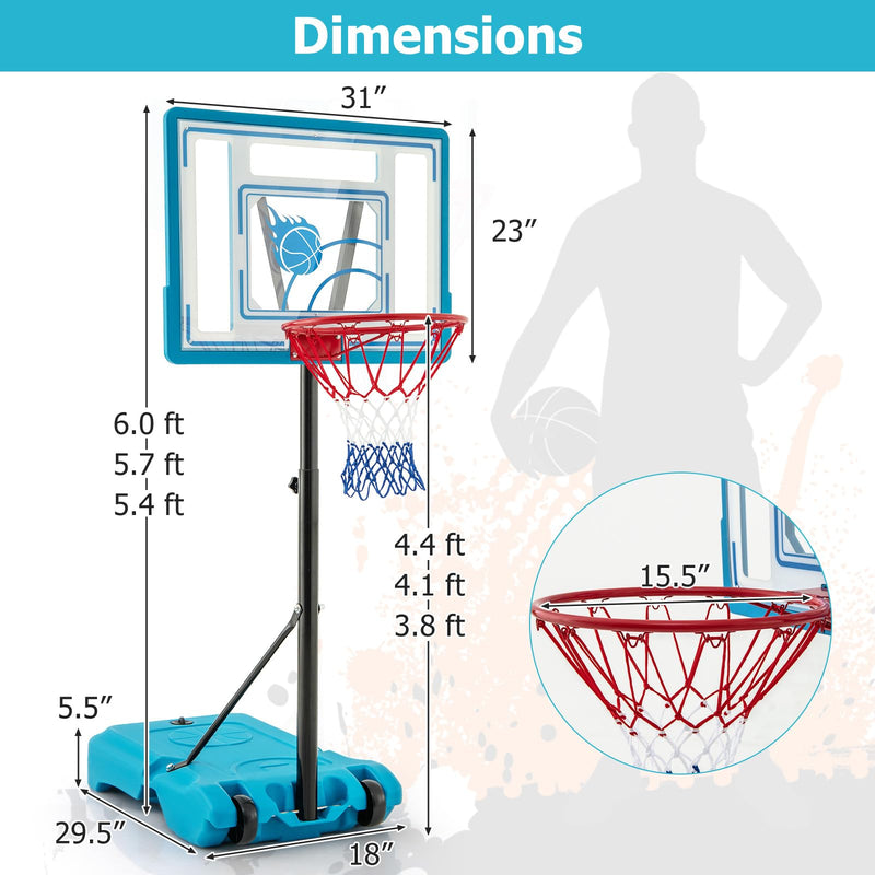 Load image into Gallery viewer, Goplus Basketball Hoop Outdoor, 3.8-4.4FT Height Adjustable Poolside Basketball Goal System