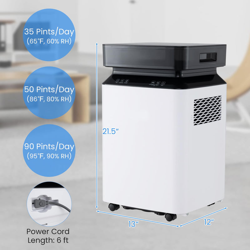 Load image into Gallery viewer, 90 Pint Dehumidifier for Basement, 6000 Sq. Ft Energy Efficient Dehumidifier for Home w/Continuous & Auto Mode