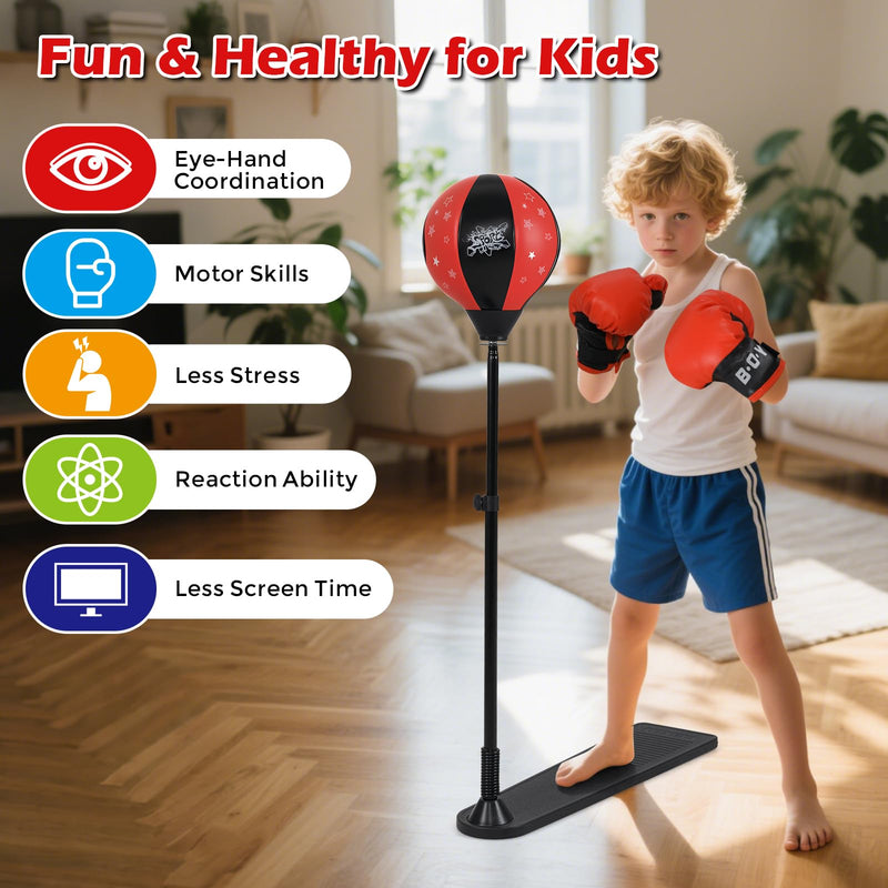 Load image into Gallery viewer, Goplus Height Adjustable Punching Bag Stand with Boxing Gloves for Teens Children