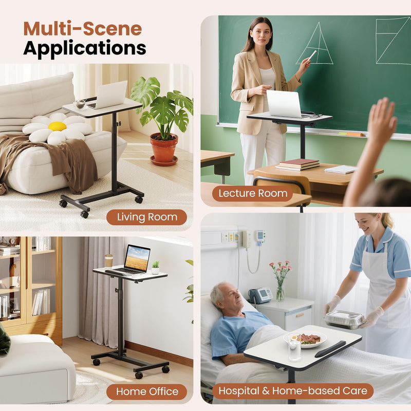 Load image into Gallery viewer, Goplus Overbed Table Adjustable Medical Bedside Table Hospital Food Tray