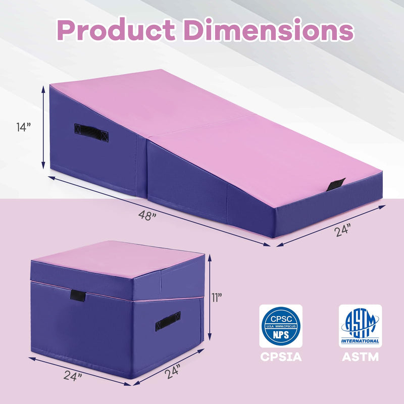 Load image into Gallery viewer, Goplus Gymnastics Mat, Folding Incline Yoga Mat with EPE Foam, Non-slip PVC Leather, Carrying Handle