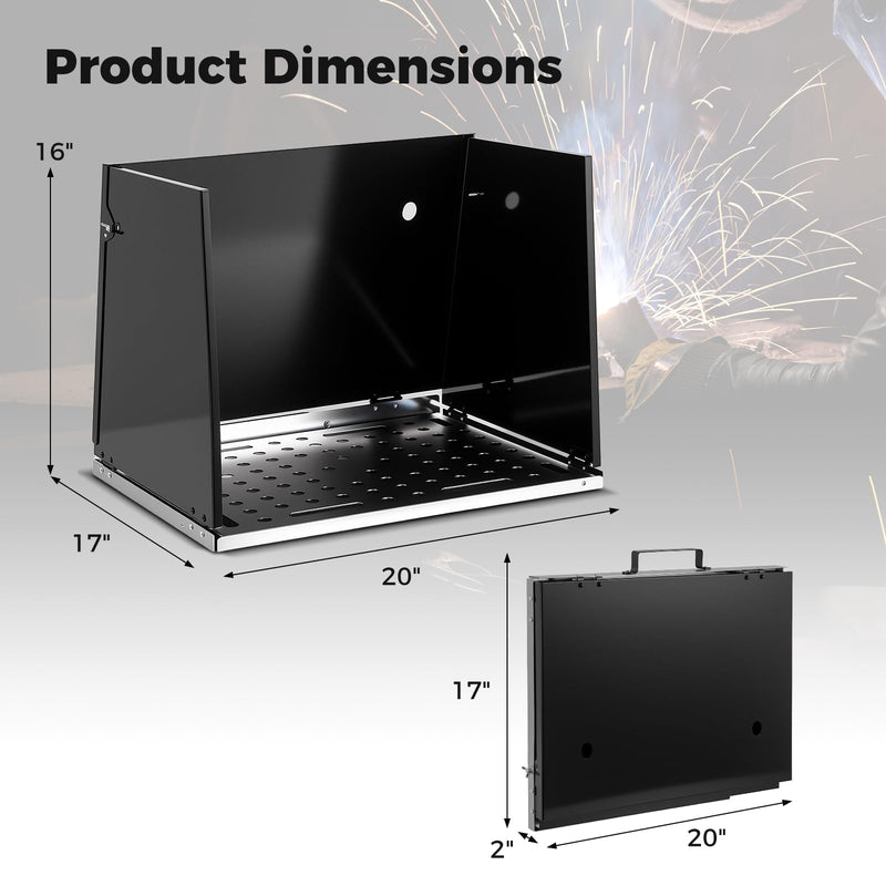 Load image into Gallery viewer, Goplus 17" x 20" Portable Galvanized Metal Work Table with 3 Protective Panels