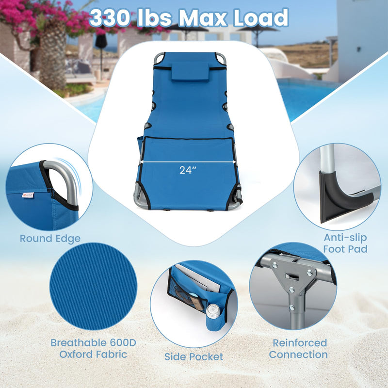 Load image into Gallery viewer, Goplus Lounge Chairs for Outside, 5-Position Tanning Chair w/Face & Arm Hole