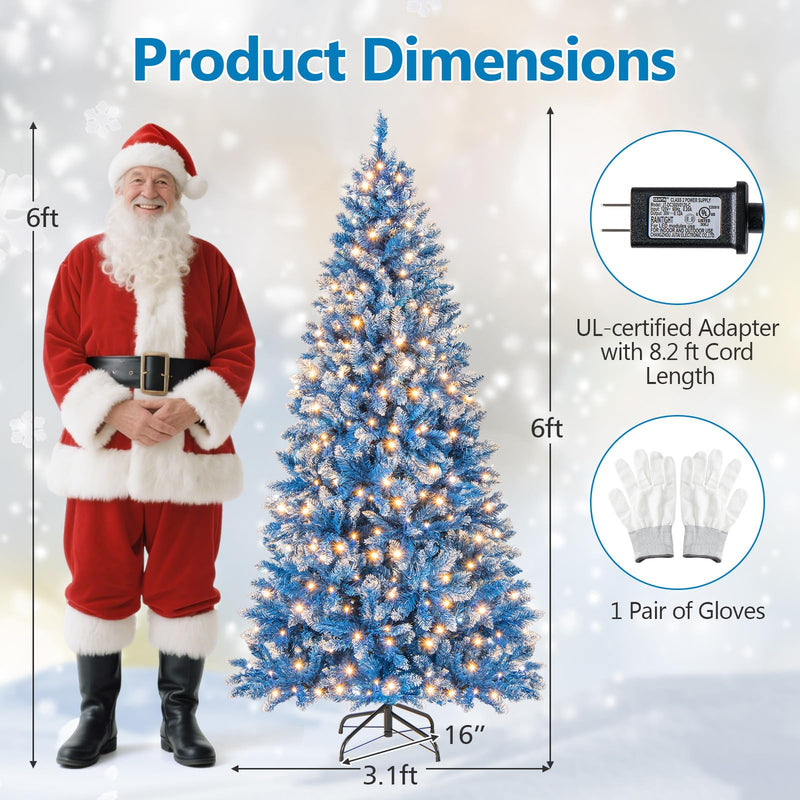 Load image into Gallery viewer, Goplus Blue Hinged Xmas Tree with Frosted PVC Branch Tips & Warm White LED Lights