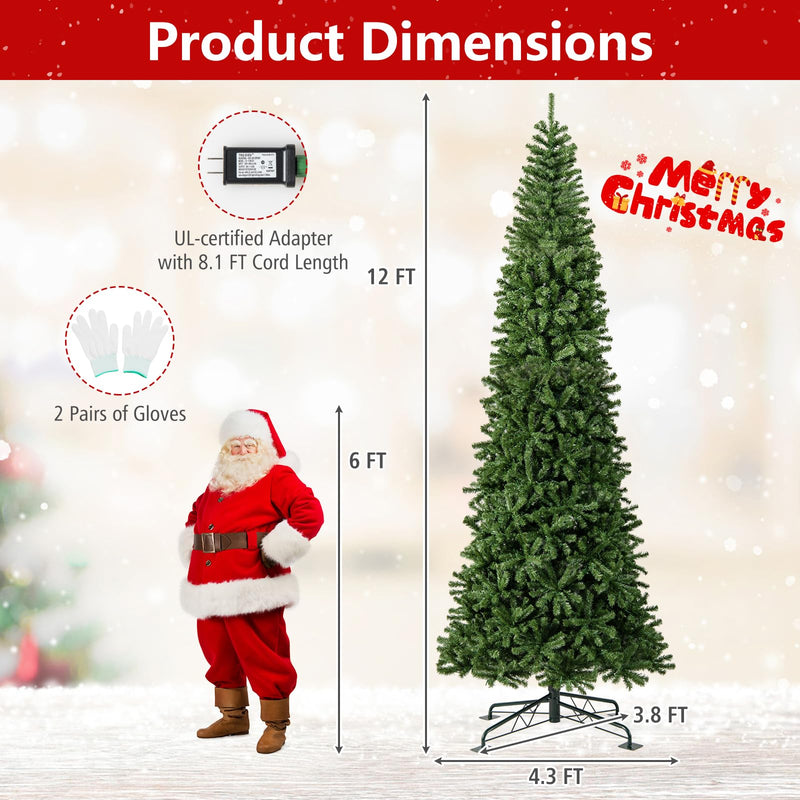 Load image into Gallery viewer, Goplus 12 FT Pre-Lit Artificial Christmas Tree with Quick Power Connector