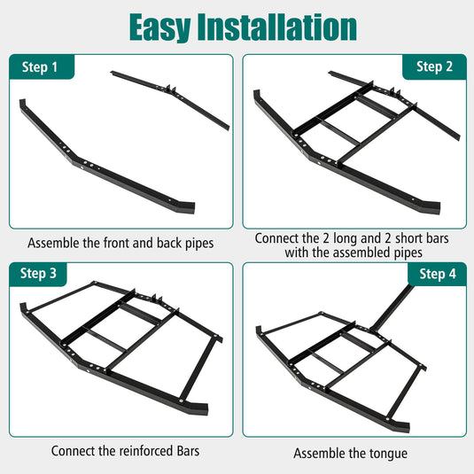 Goplus 66" Wide Driveway Drag Tow Behind Landscape Leveling Rake w/Reinforced Bars
