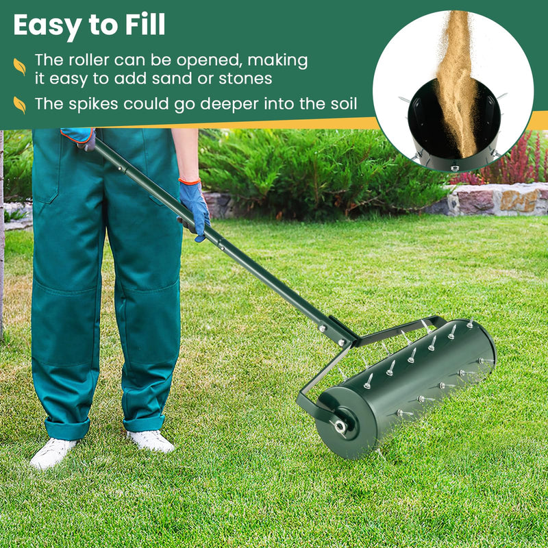 Load image into Gallery viewer, Goplus Rolling Lawn Aerator, Filled with Sand or Stone