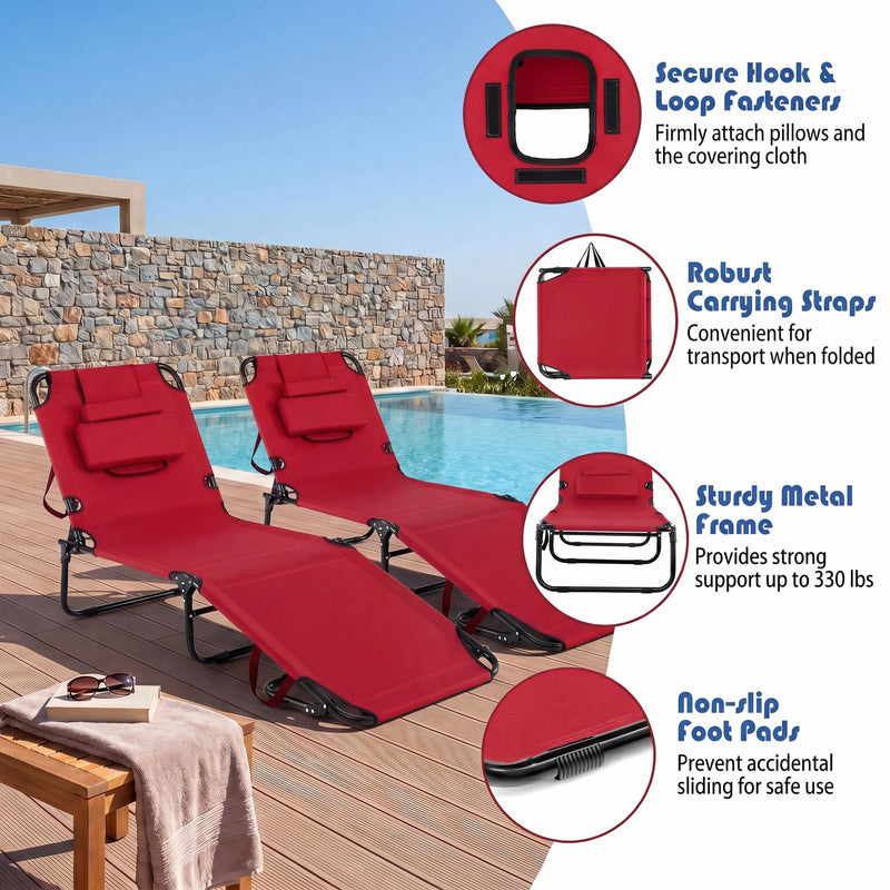 Load image into Gallery viewer, Goplus Tanning Chair Folding Beach Lounge Chair with Face Hole