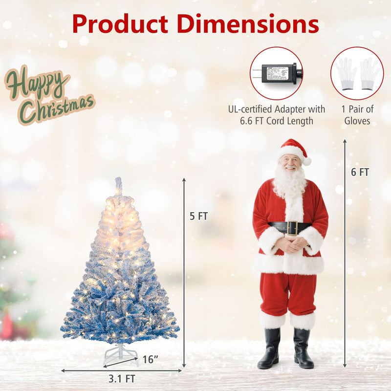 Load image into Gallery viewer, Goplus Pre-Lit Snow Flocked Christmas Tree | Artificial Hinged Xmas Full Tree
