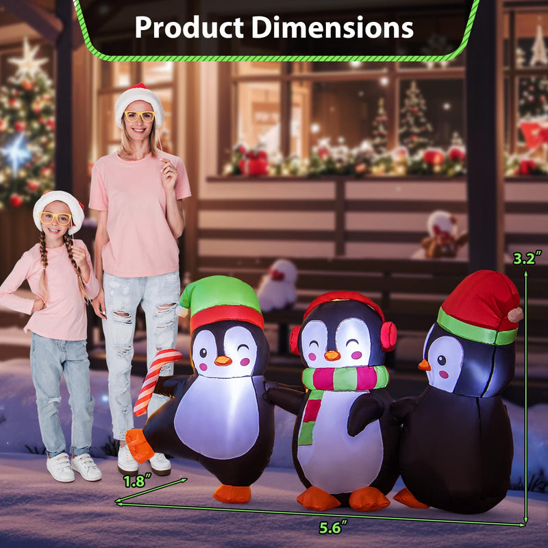 Load image into Gallery viewer, Goplus 6FT Christmas Inflatables, LED Lighted Xmas Inflatable Penguin Family Hand in Hand